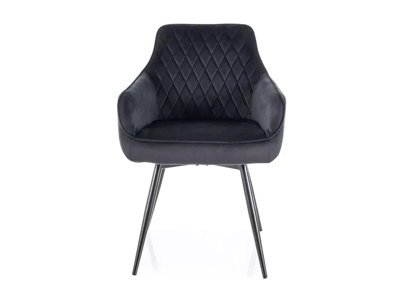 Chaise noire en velours pivotante avec retour automatique et ressorts LOTINDA