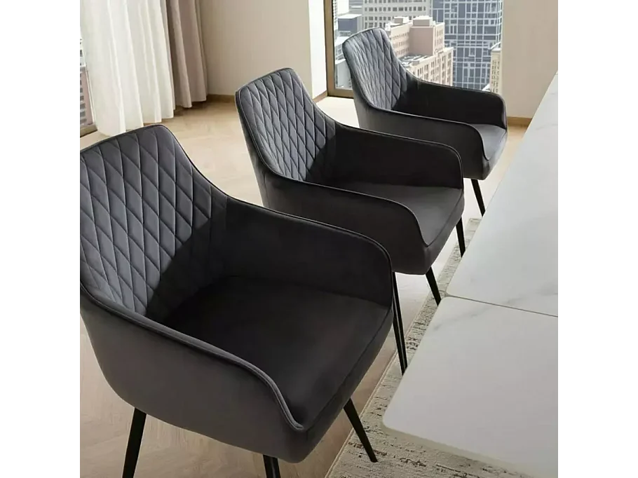 Chaise noire en velours pivotante avec retour automatique et ressorts LOTINDA