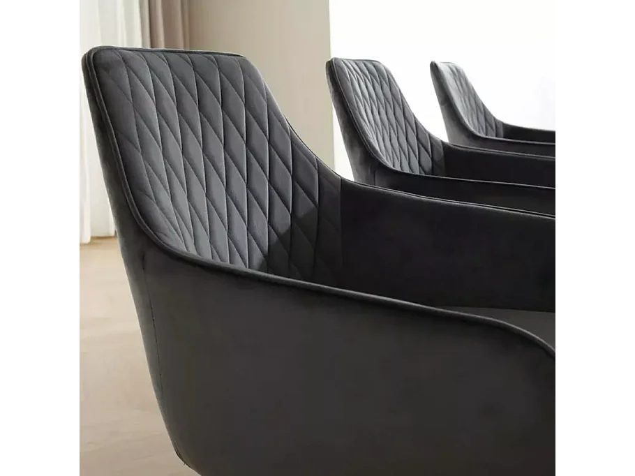 Chaise noire en velours pivotante avec retour automatique et ressorts LOTINDA