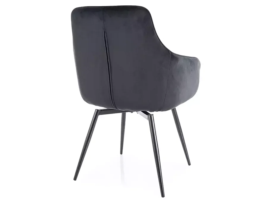 Chaise noire en velours pivotante avec retour automatique et ressorts LOTINDA