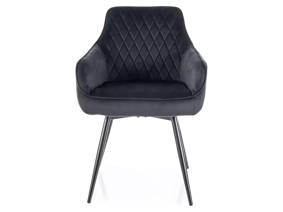 Chaise noire en velours pivotante avec retour automatique et ressorts LOTINDA