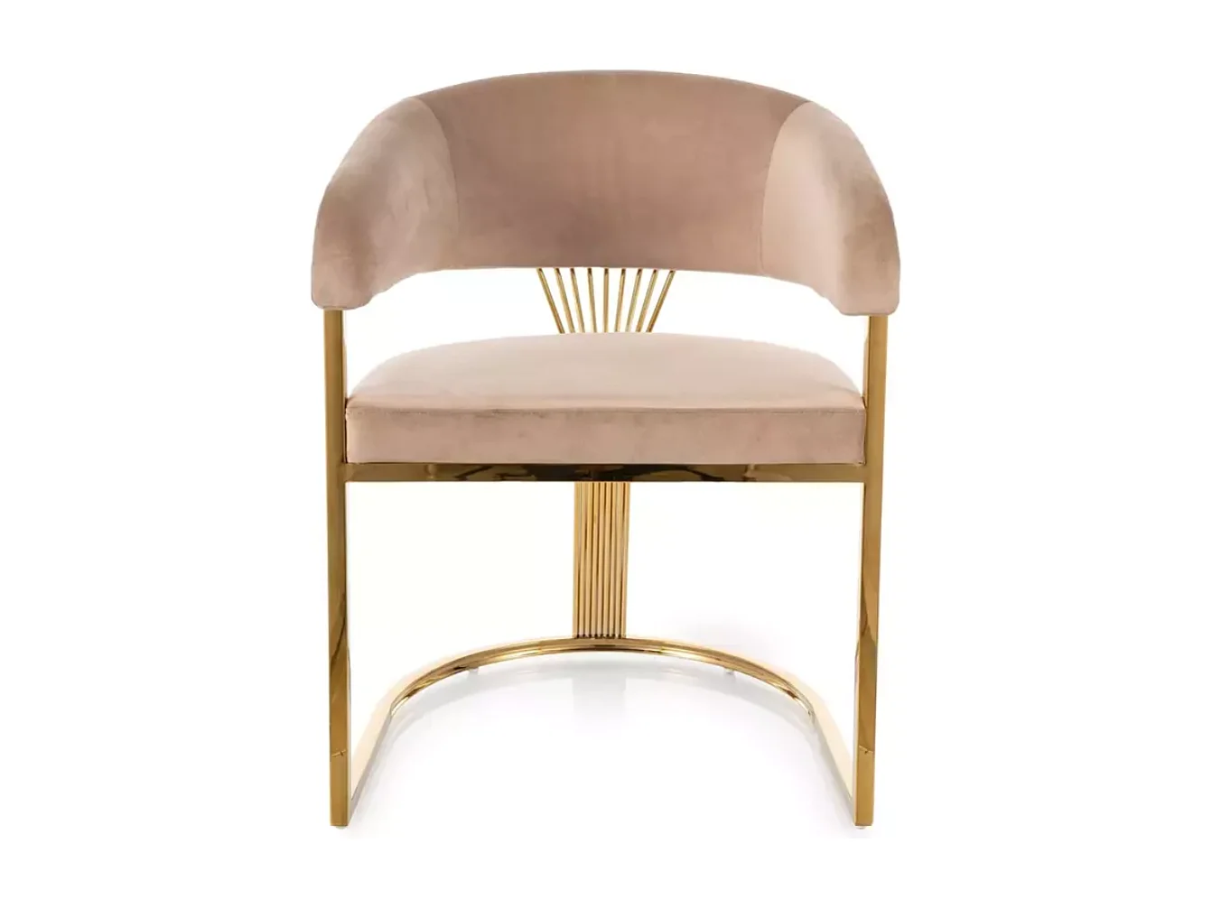 Chaise velours beige avec structure acier doré assise élégante et arrondie REINY