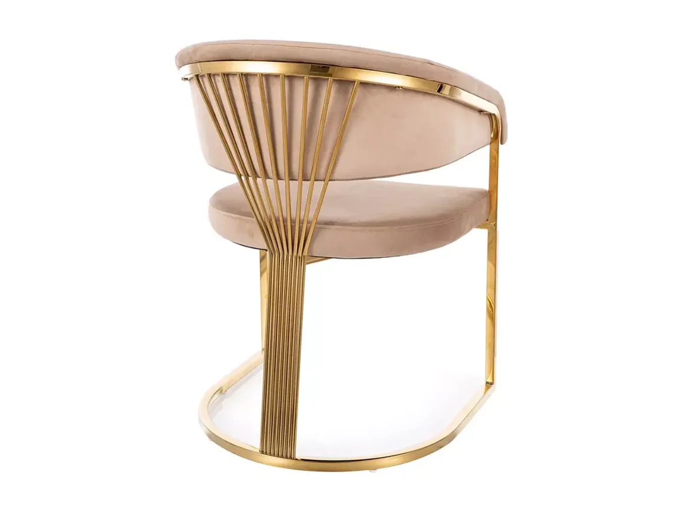 Chaise velours beige avec structure acier doré assise élégante et arrondie REINY