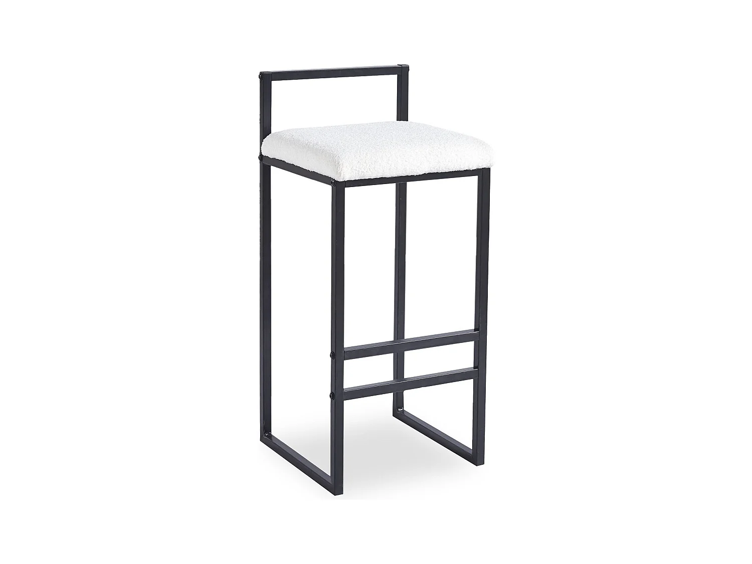 Tabouret de bar en métal Drakkar Noir et Tissu bouclette Crème