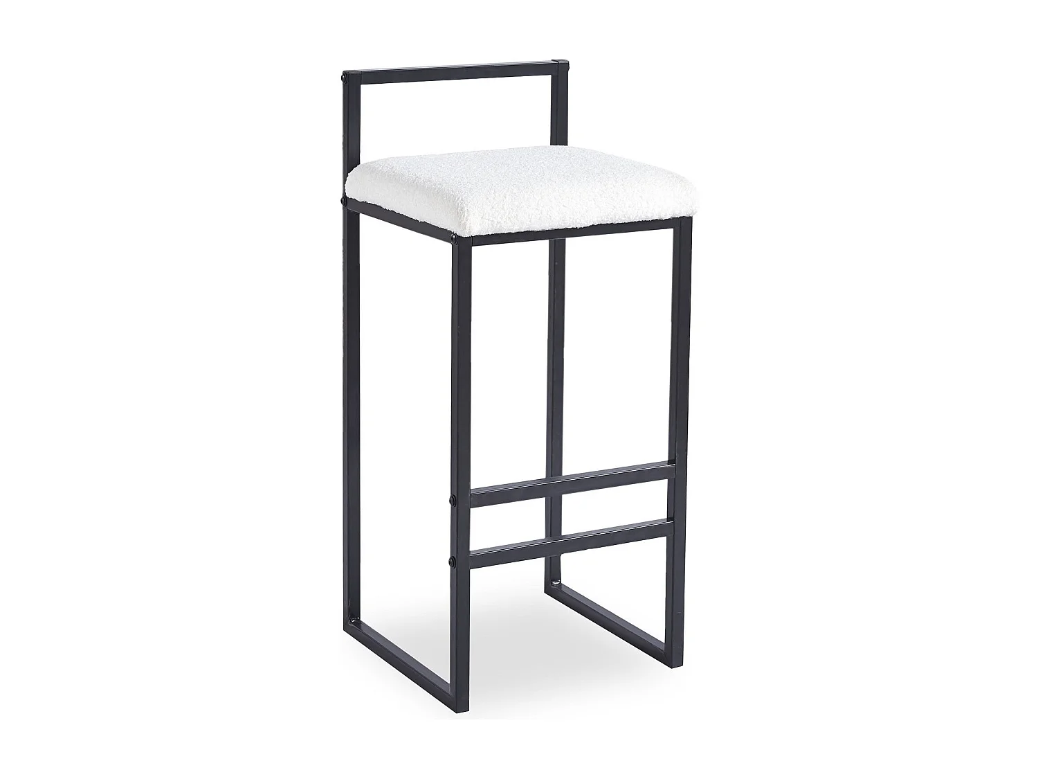 Tabouret de bar en métal Drakkar Noir et Tissu bouclette Crème