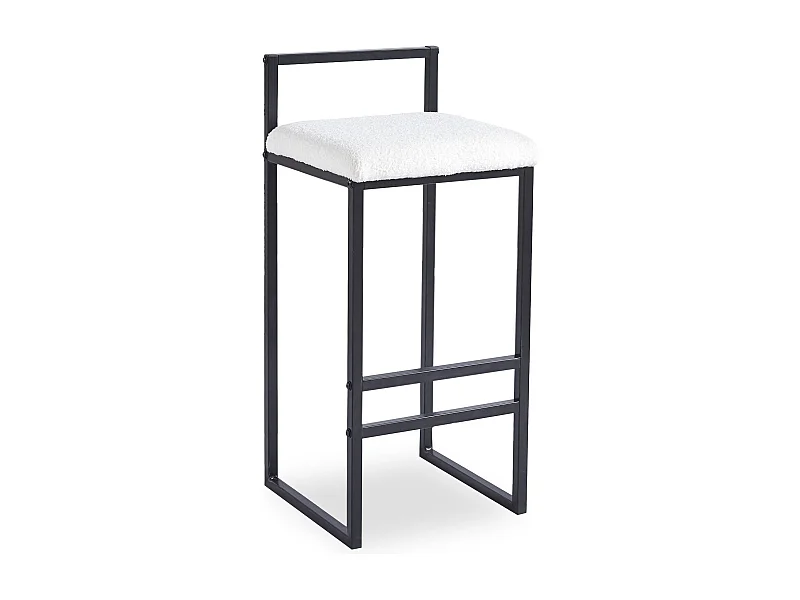 Tabouret de bar en métal Drakkar Noir et Tissu bouclette Crème