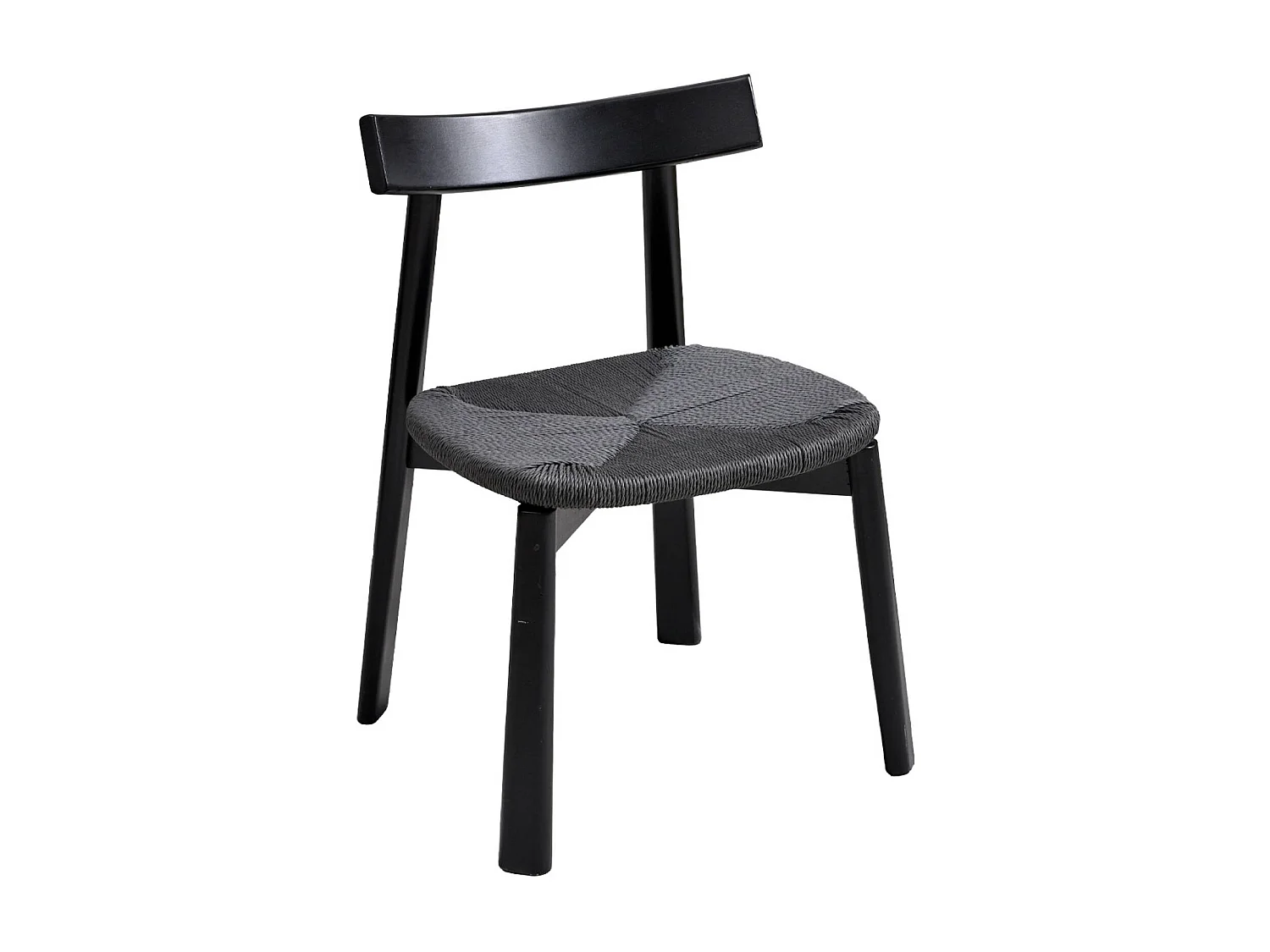 Silla escandinava de madera de hevea con asiento de cuerda, set de 2