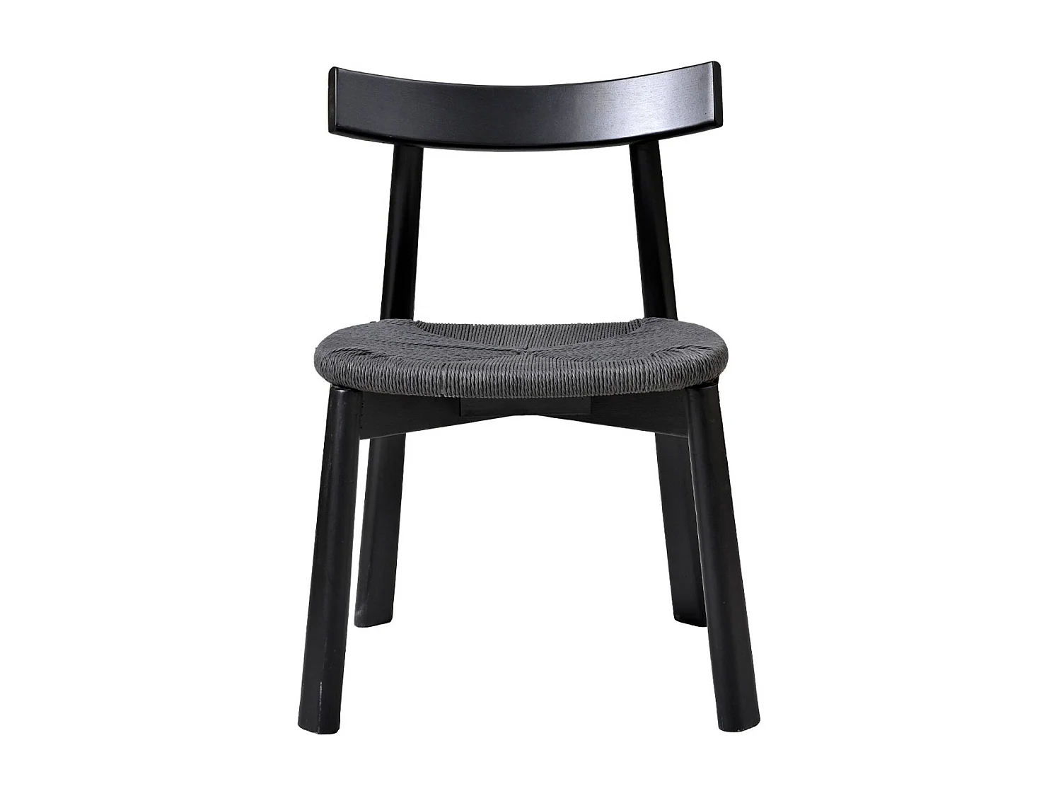 Silla escandinava de madera de hevea con asiento de cuerda, set de 2