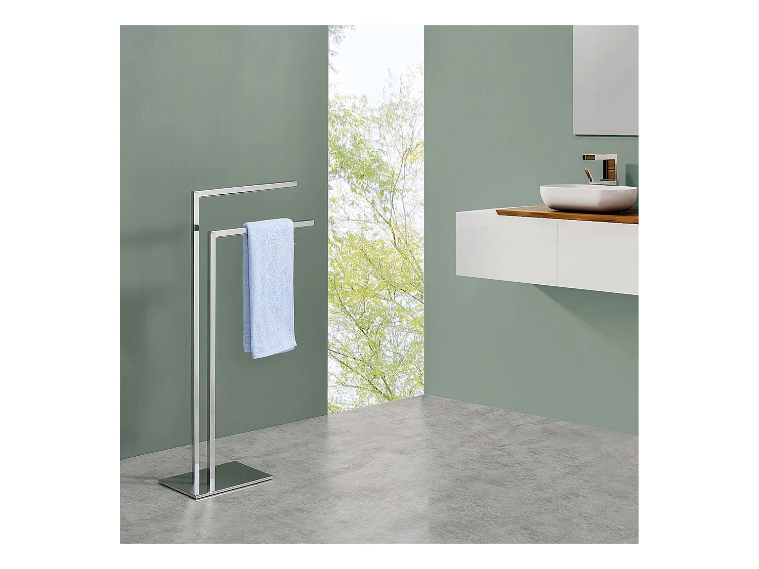 IDIMEX Porte Serviette ANDREW pour Salle de Bain - Porte Serviette sur Pied en Métal Chromé, Design moderne