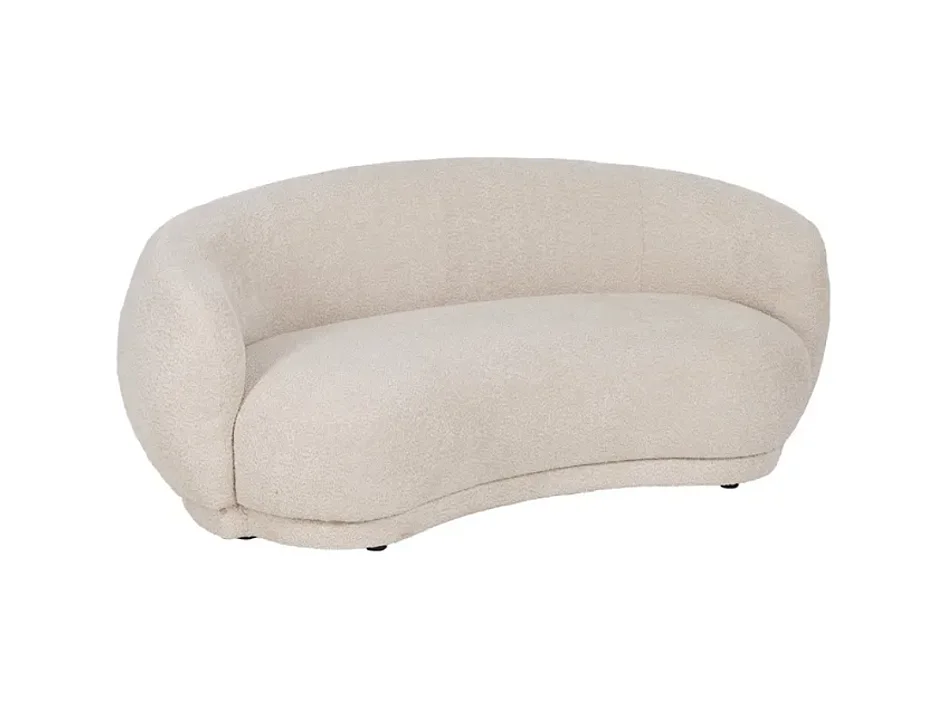Canapé design 2 places galbé en tissu beige ZEPHIRA