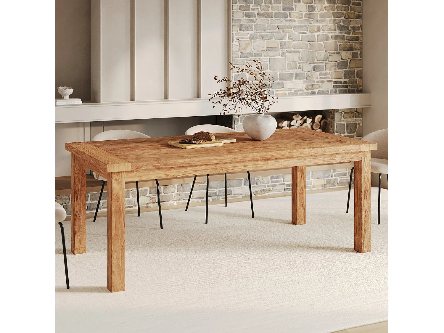 Tavolo rettangolare 8 persone in legno di teak riciclato, 200 cm - Mémo