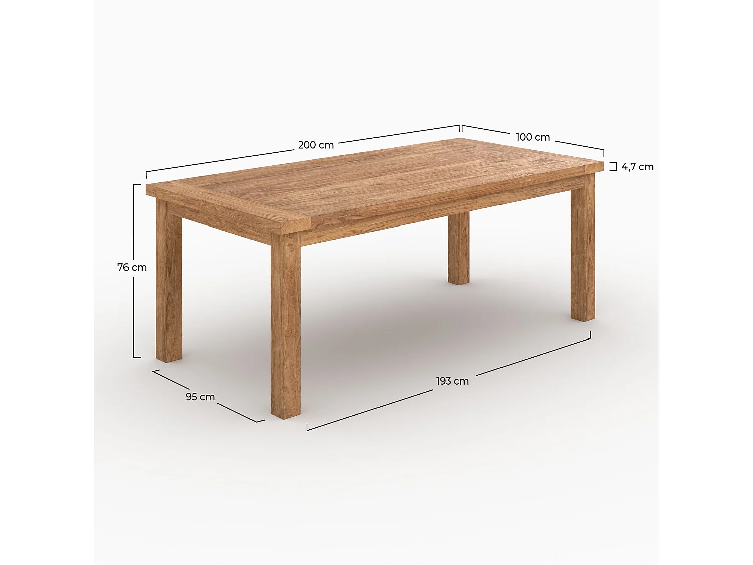 Rechteckiger Tisch aus recyceltem Teakholz 200cm für 8 Personen - Mémo