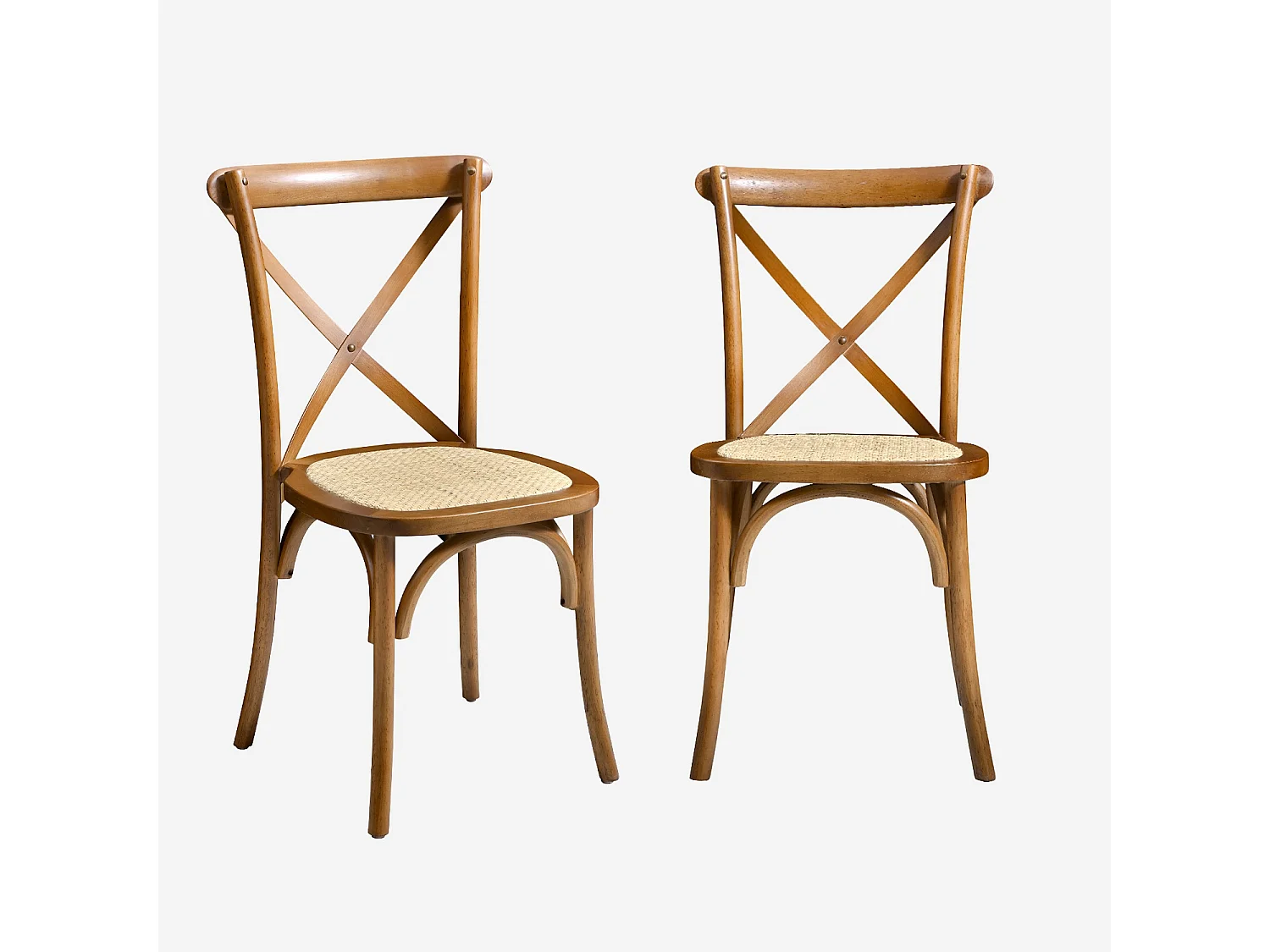 Set 2 sedie bistrò vintage in legno, noce