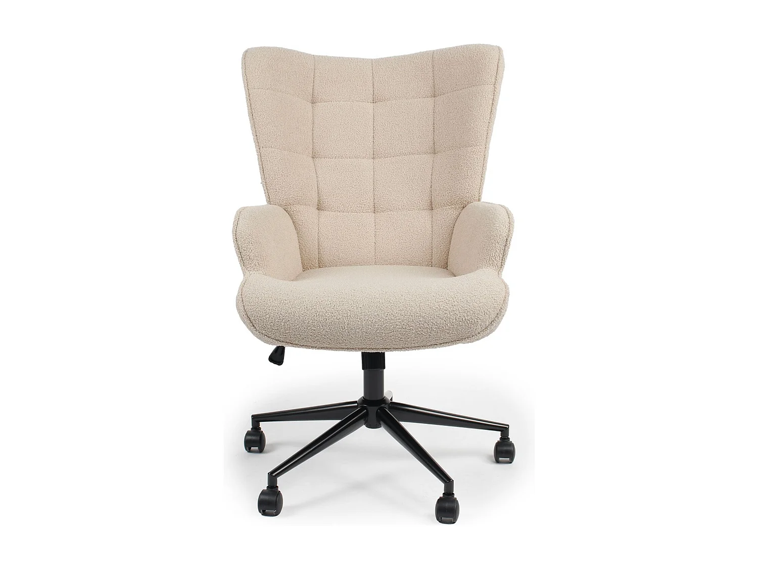 Fauteuil de bureau moderne à haut dossier Florelo Tissu bouclette Beige