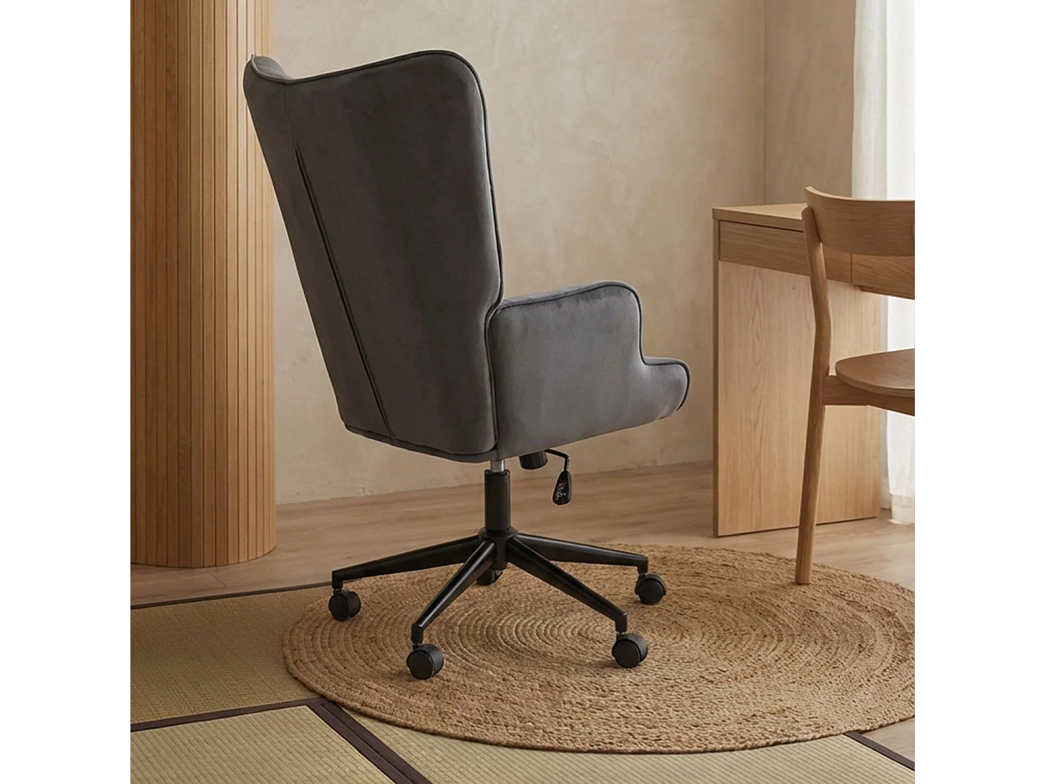 Fauteuil de bureau moderne à haut dossier Florelo Velours Gris