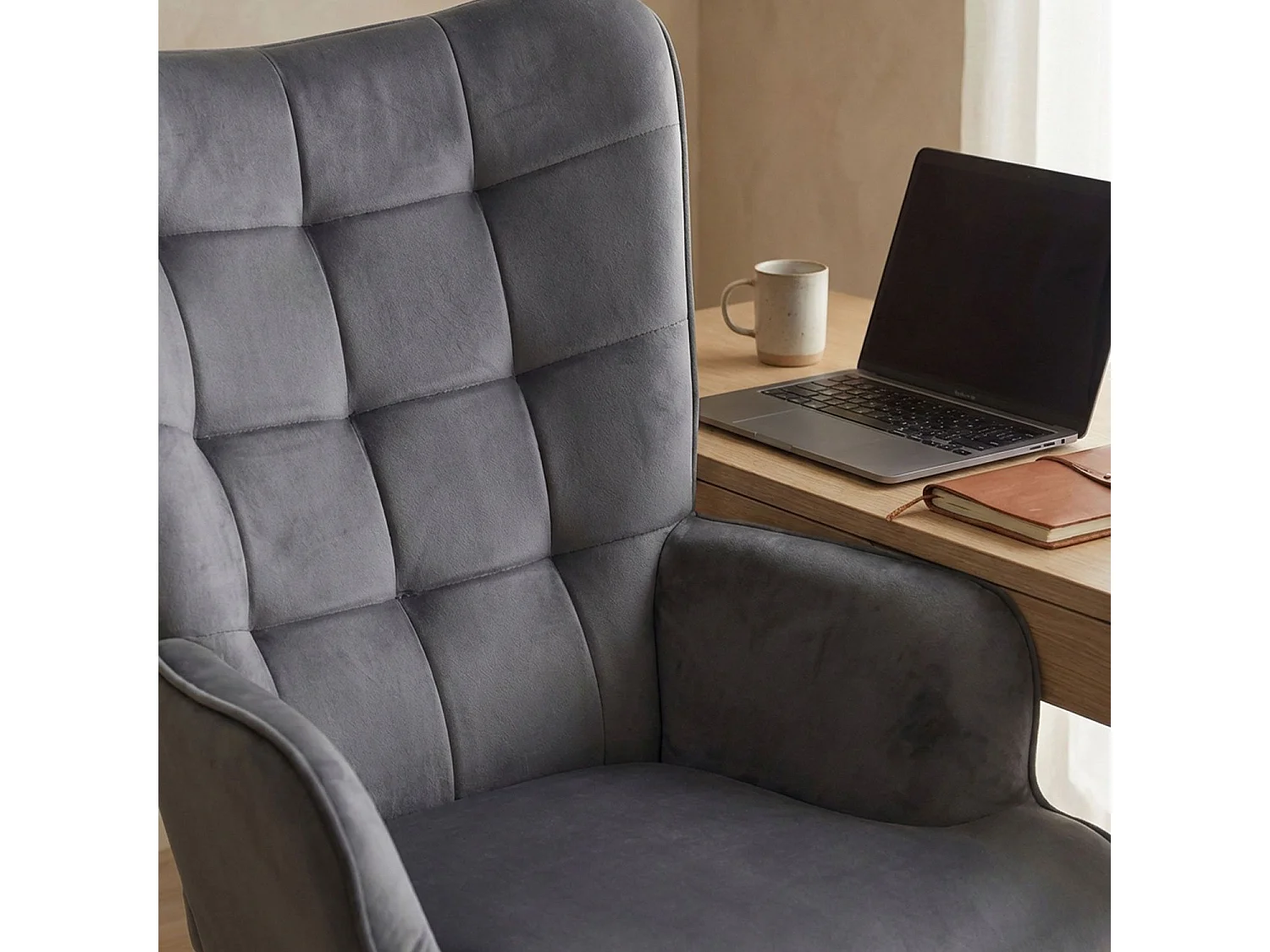 Fauteuil de bureau moderne à haut dossier Florelo Velours Gris