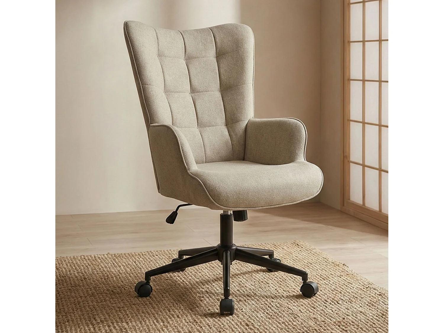 Fauteuil de bureau moderne à haut dossier Florelo Tissu Taupe clair