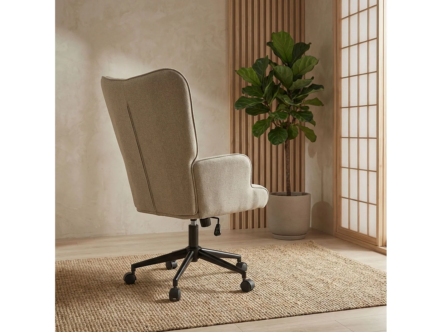 Fauteuil de bureau moderne à haut dossier Florelo Tissu Taupe clair