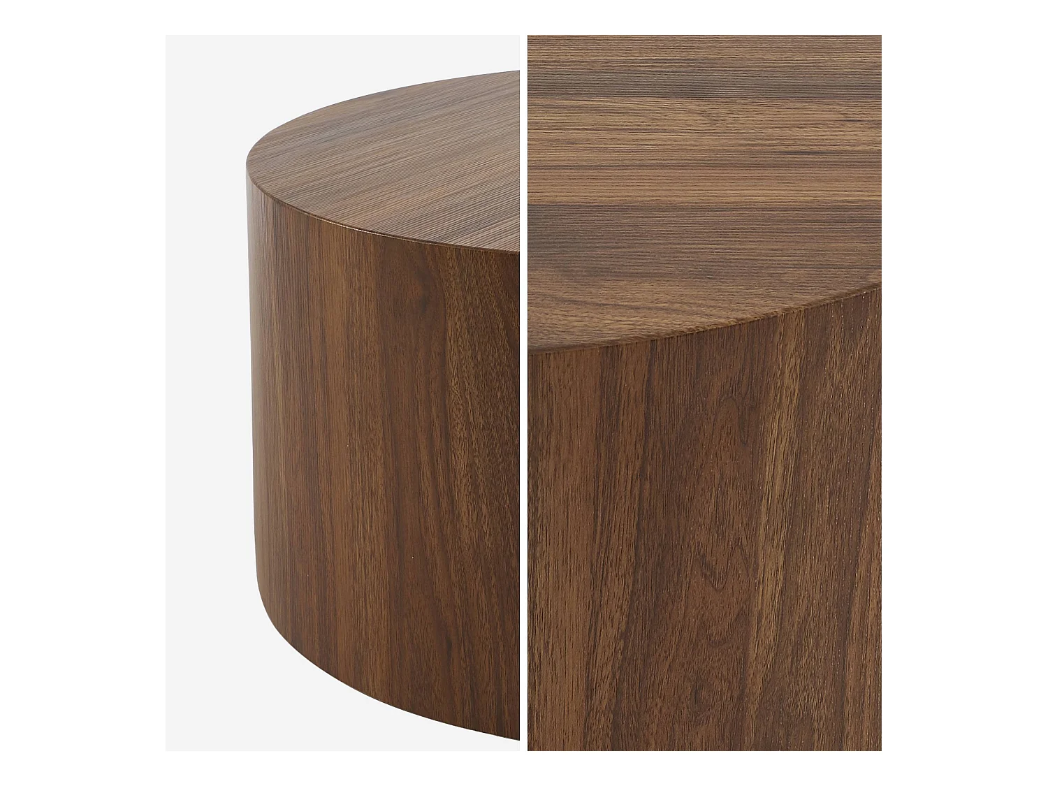 Table basse ronde effet noyer Ø80cm