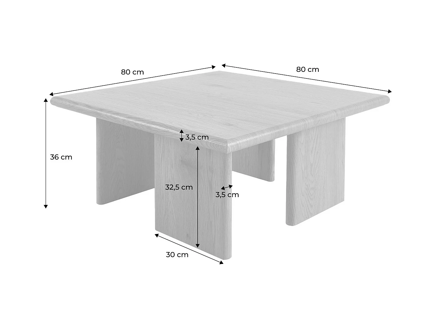 Table basse carré effet chêne