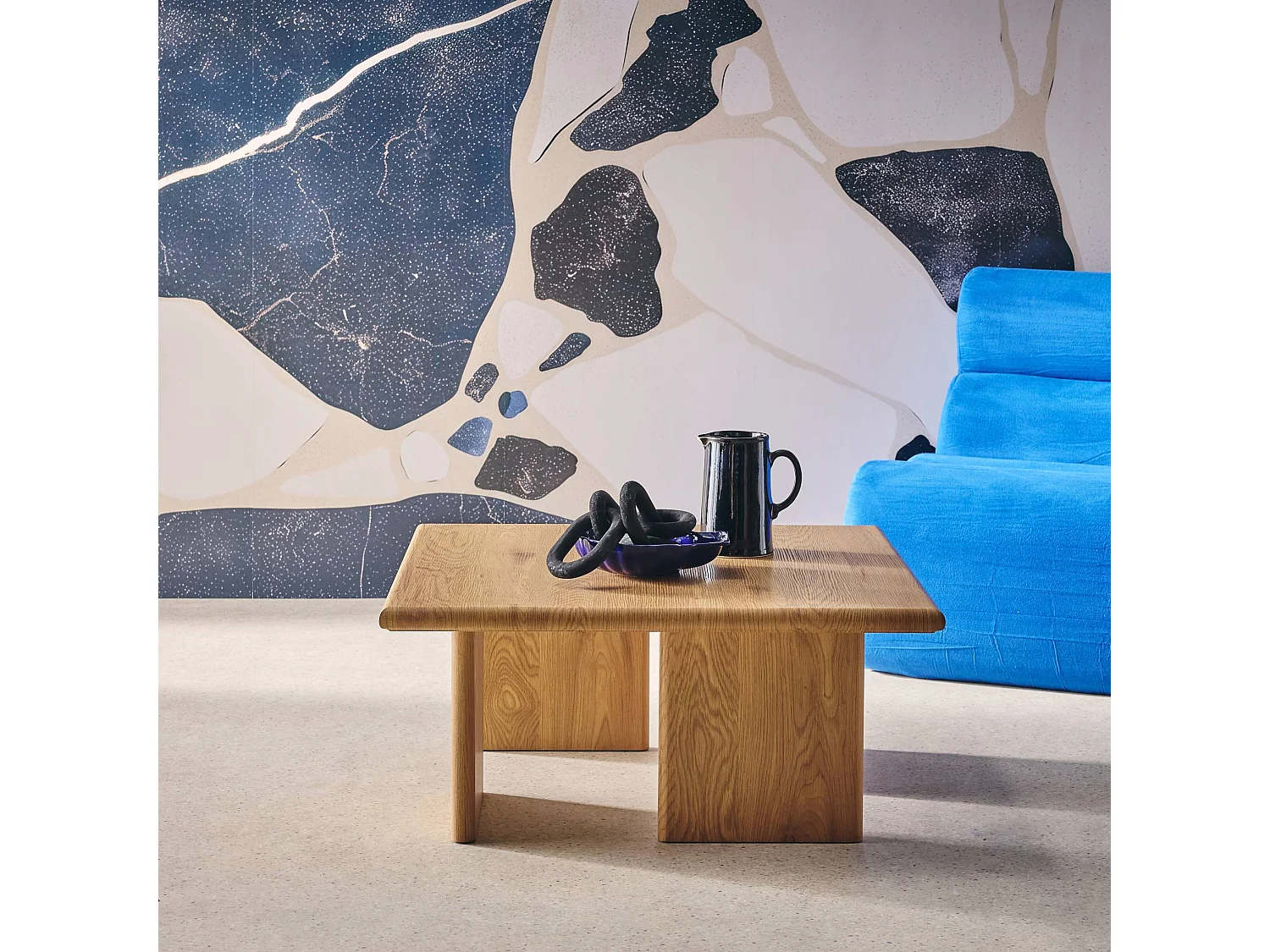 Table basse carré effet chêne