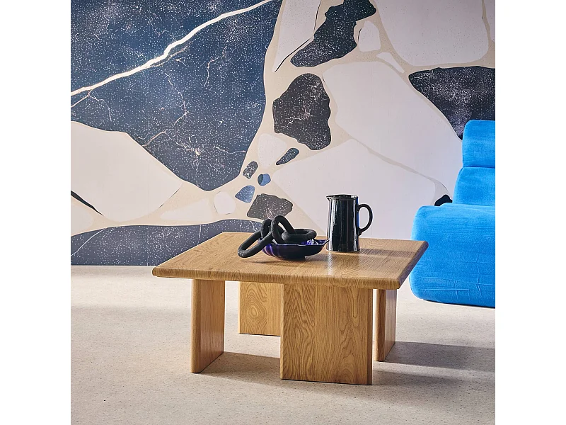 Tavolino basso quadrato, quercia