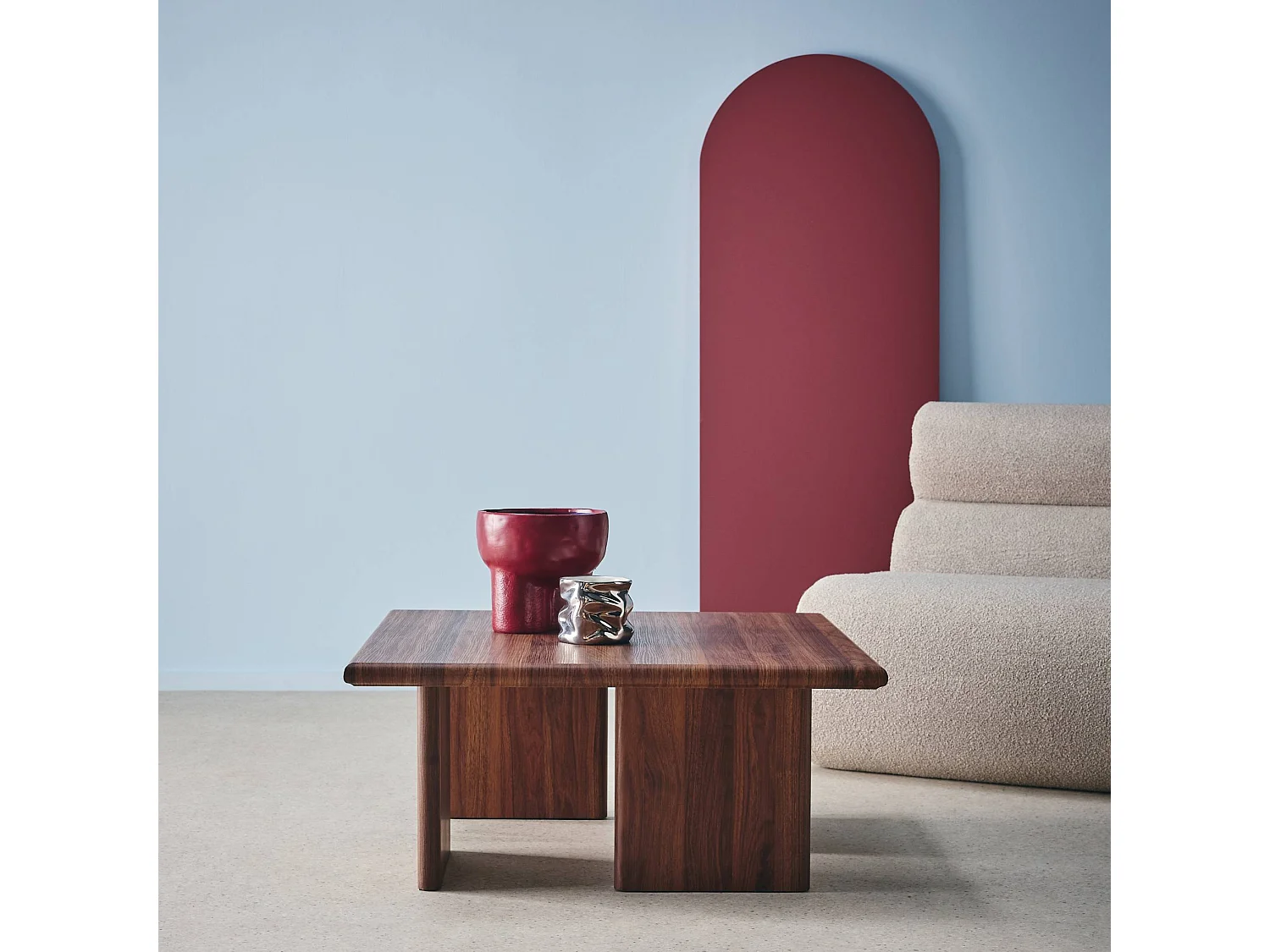 Table basse carré effet noyer 80 x 80cm