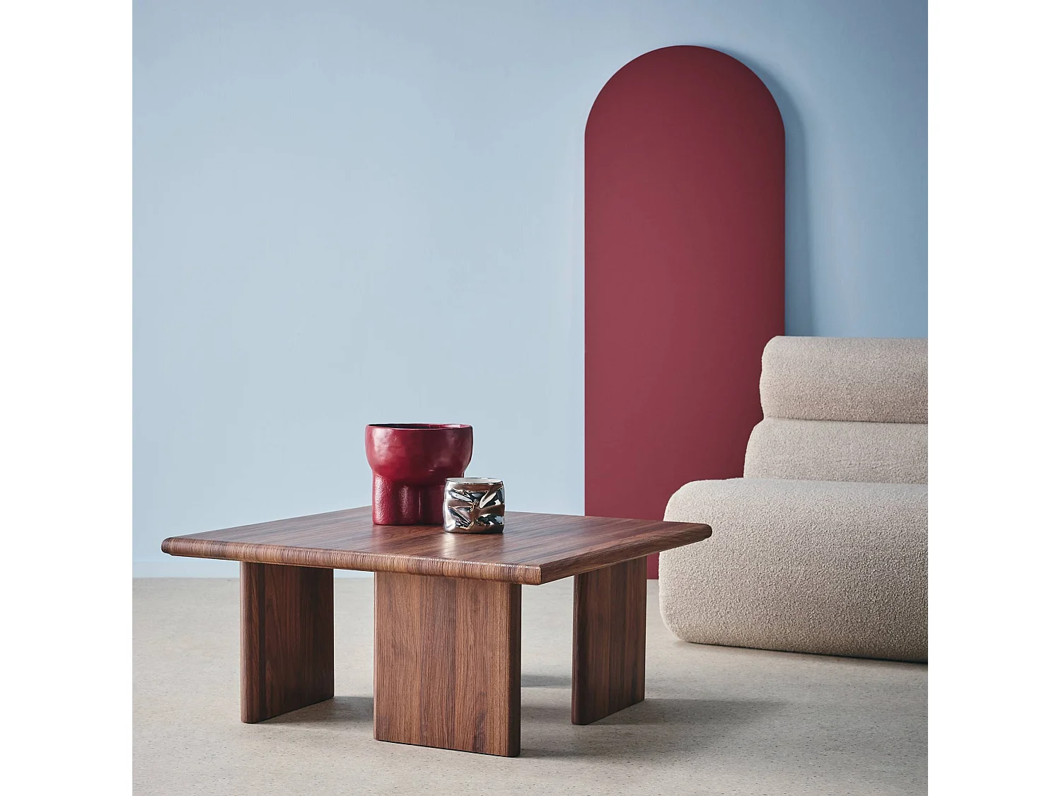 Table basse carré effet noyer 80 x 80cm