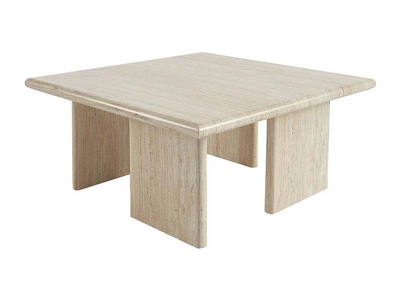 Tavolino basso quadrato, effet travertin