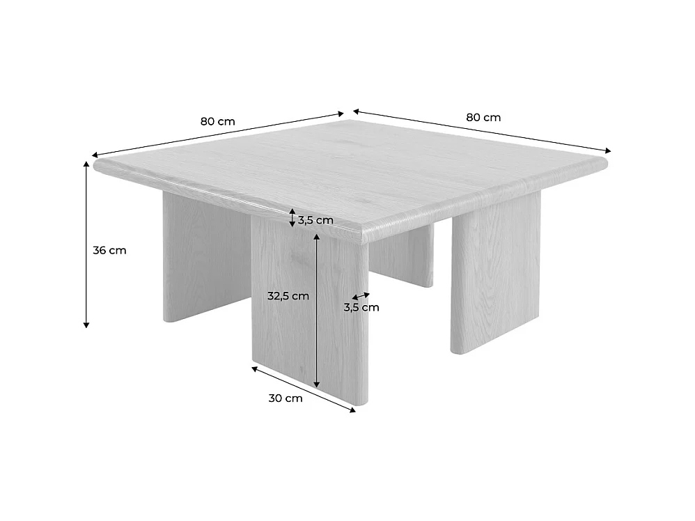 Table basse carré effet travertin 80 x 80cm