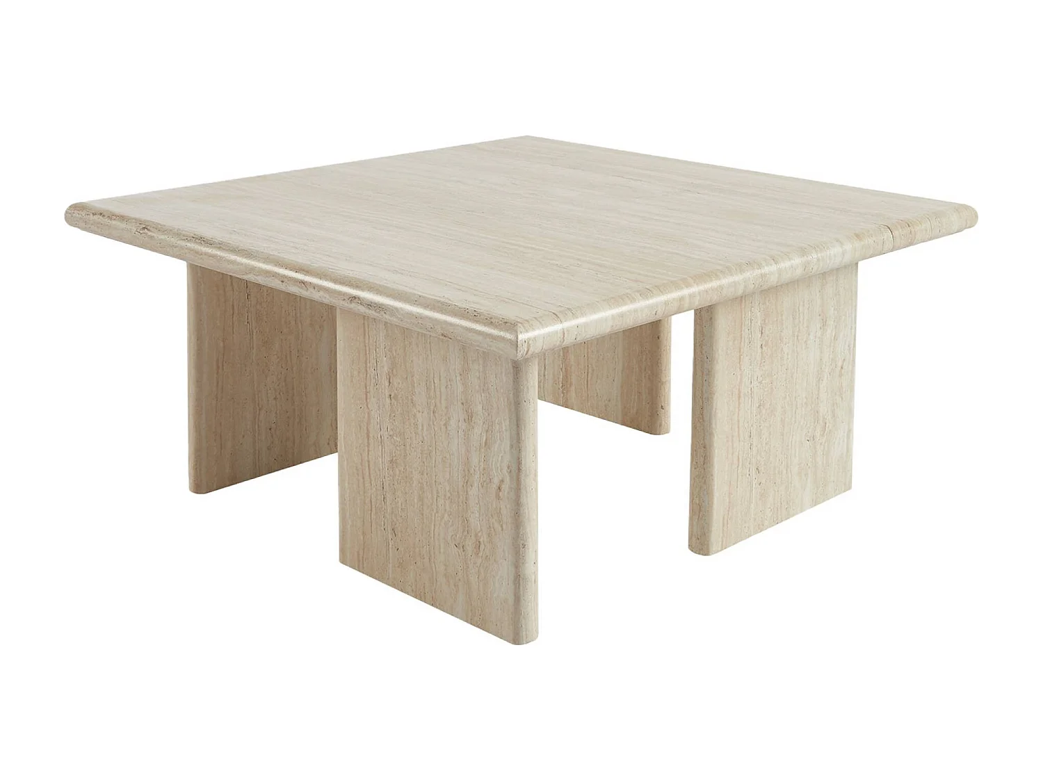 Tavolino quadrato effetto legno, beige travertino