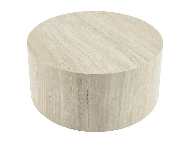 Table basse ronde effet travertin Ø80cm