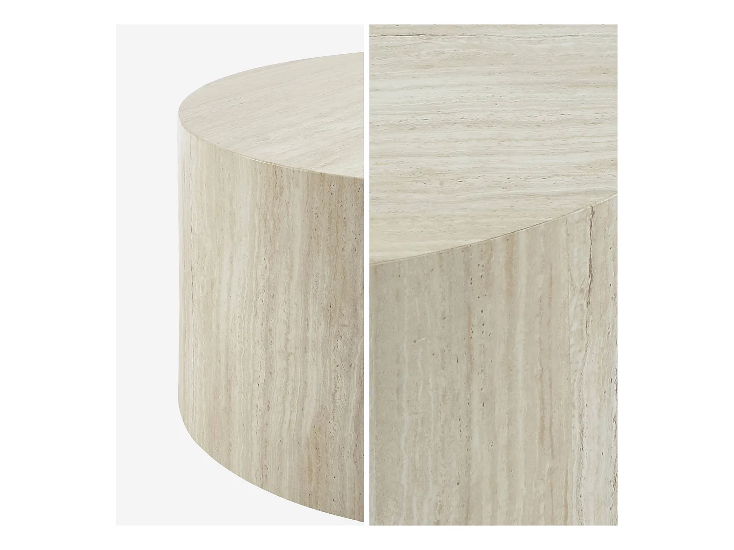 Table basse ronde effet travertin Ø80cm