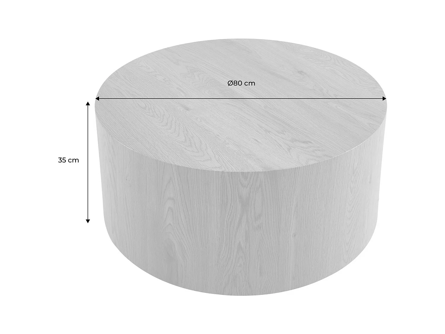 Table basse ronde effet travertin Ø80cm