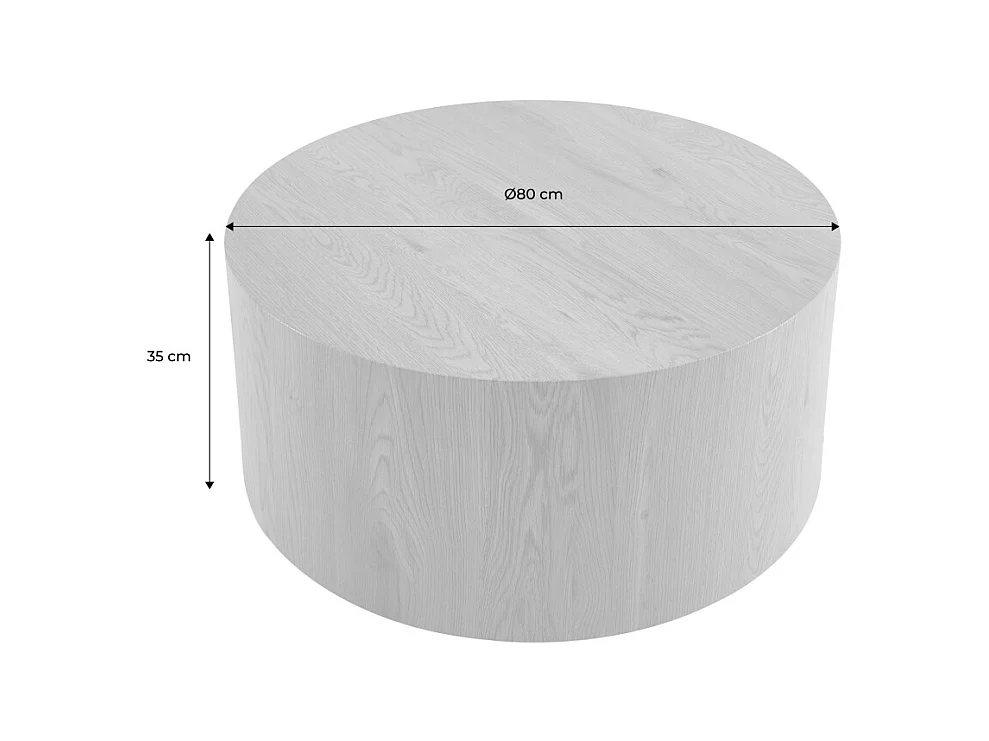 Table basse ronde effet travertin Ø80cm