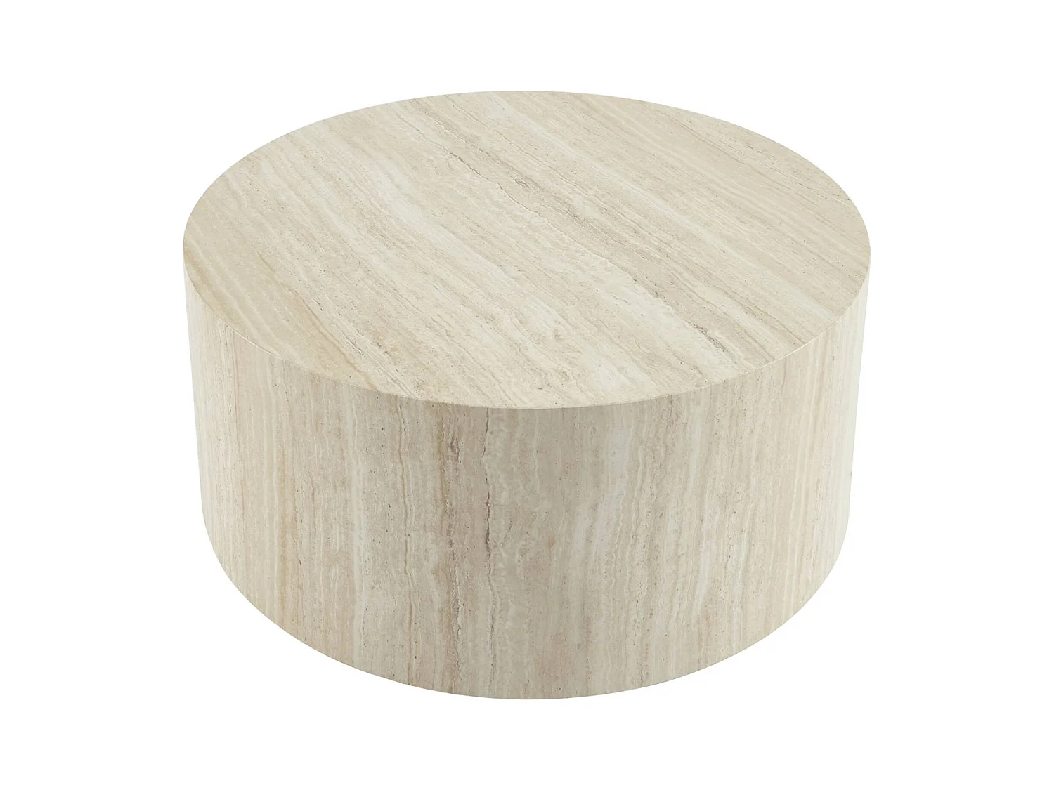 Tavolino rotondo effetto legno, effet travertin