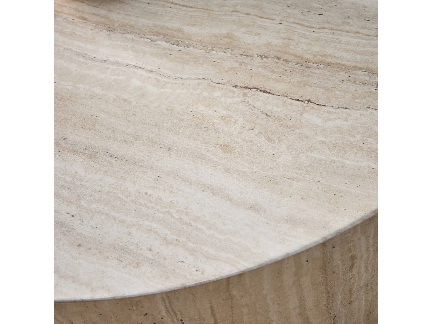 Tavolino rotondo, beige travertino