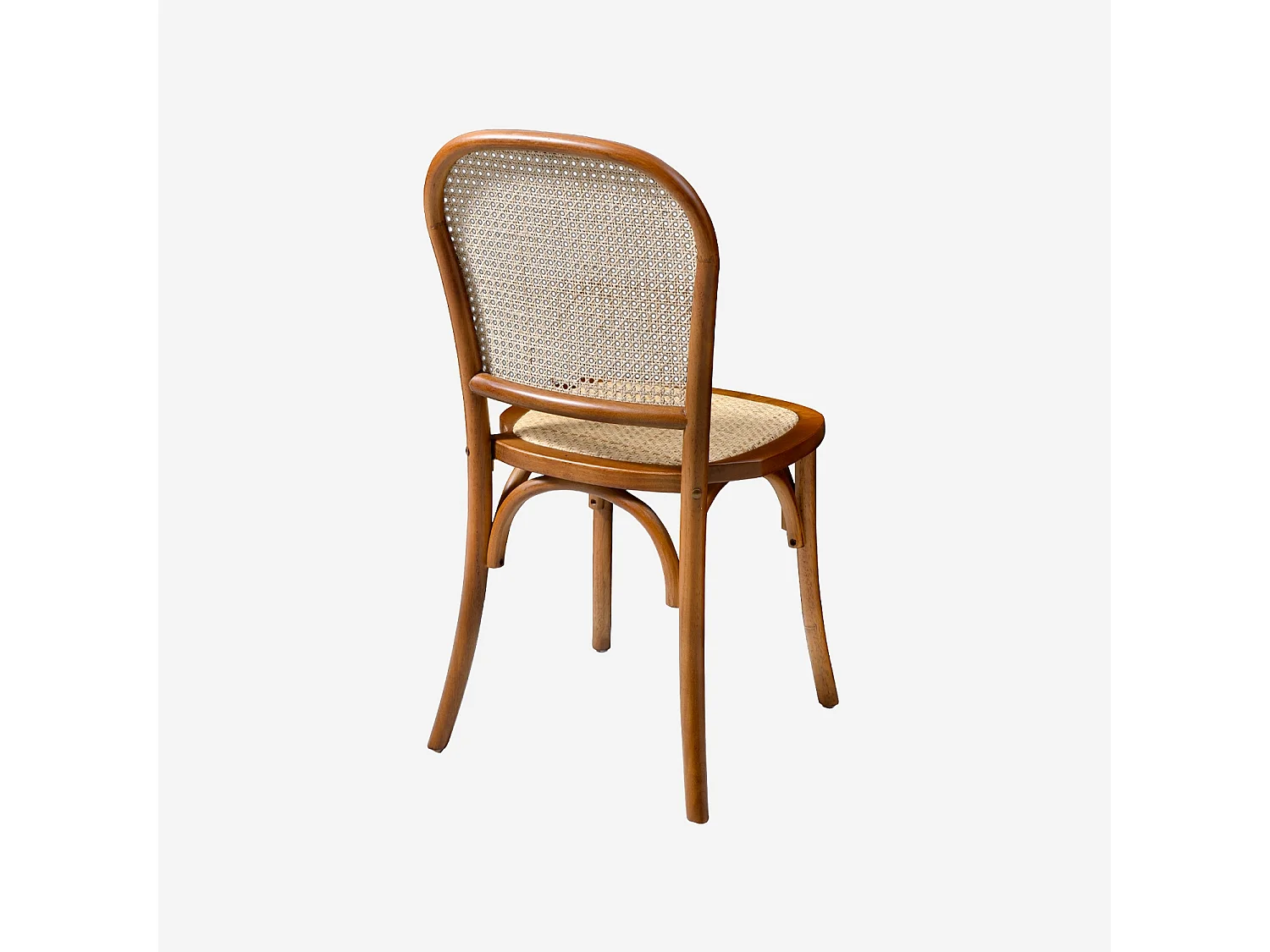 Set di 2 sedie vintage in legno e rattan, noce