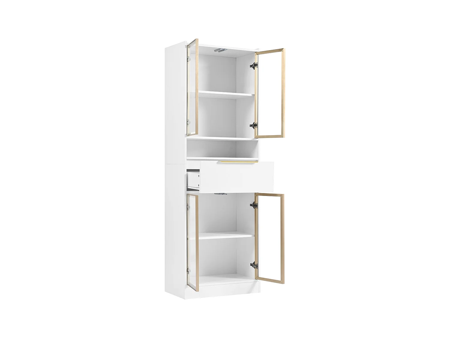 Vitrine moderne blanche avec 16 couleurs LED et Bluetooth – 60×35×180 cm, avec verre et tiroir