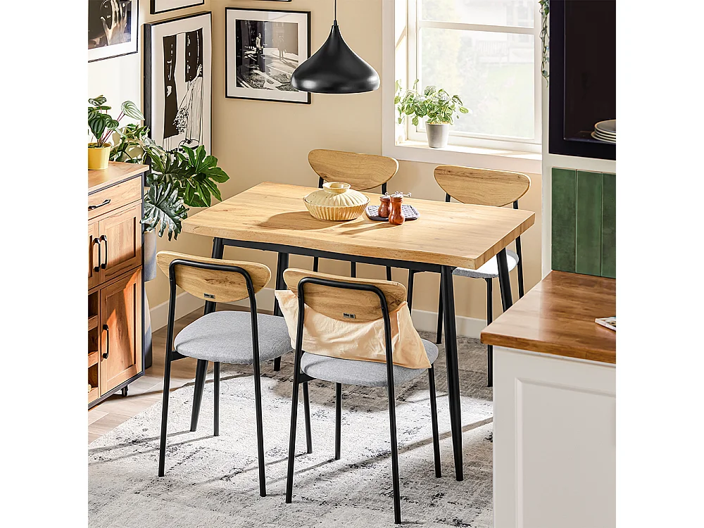 SoBuy Kompaktowy zestaw stołu jadalnianego z 4 krzesłami do małych pomieszczeń OGT52-N