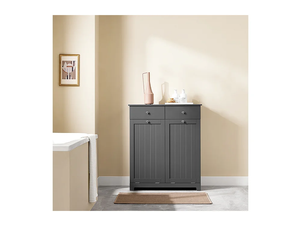SoBuy Armoire à Linge avec Étagères et Portes, Grise