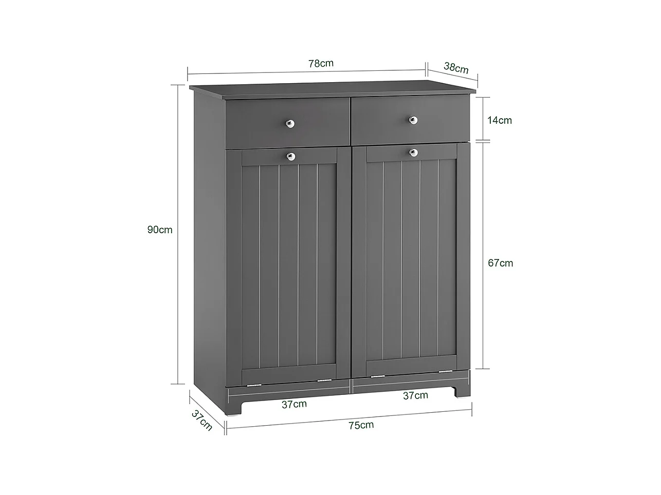 SoBuy Armoire à Linge avec Étagères et Portes, Grise