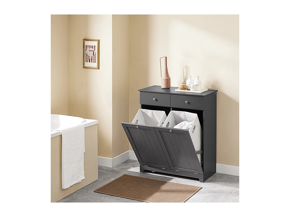 SoBuy Armoire à Linge avec Étagères et Portes, Grise