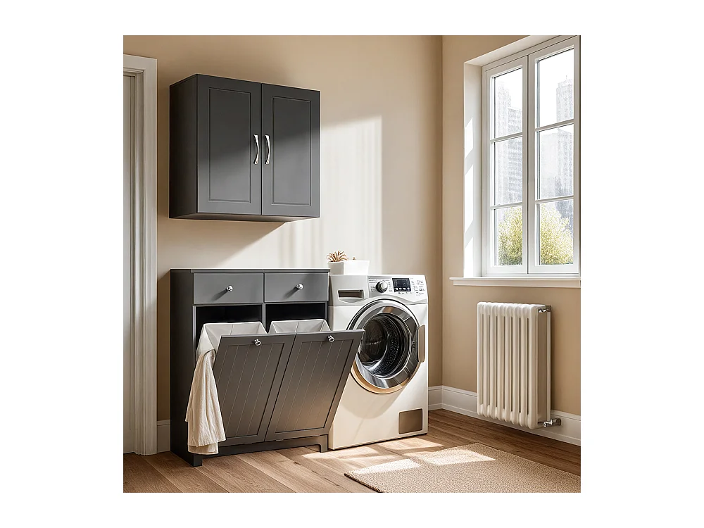SoBuy Armoire à Linge avec Étagères et Portes, Grise