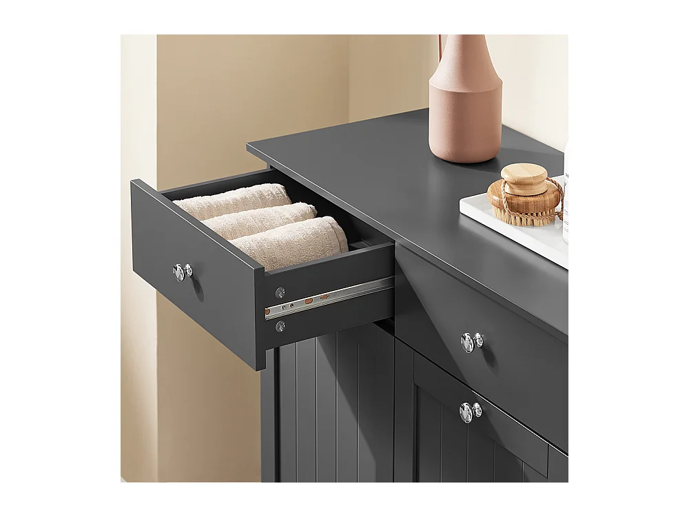 SoBuy Armoire à Linge avec Étagères et Portes, Grise