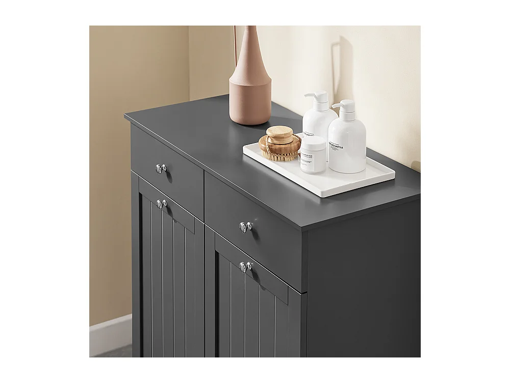 SoBuy Armoire à Linge avec Étagères et Portes, Grise