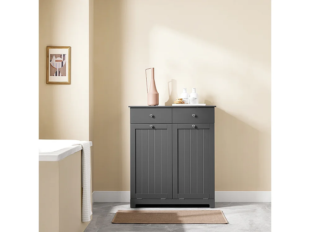 SoBuy Armoire à Linge avec Étagères et Portes, Grise