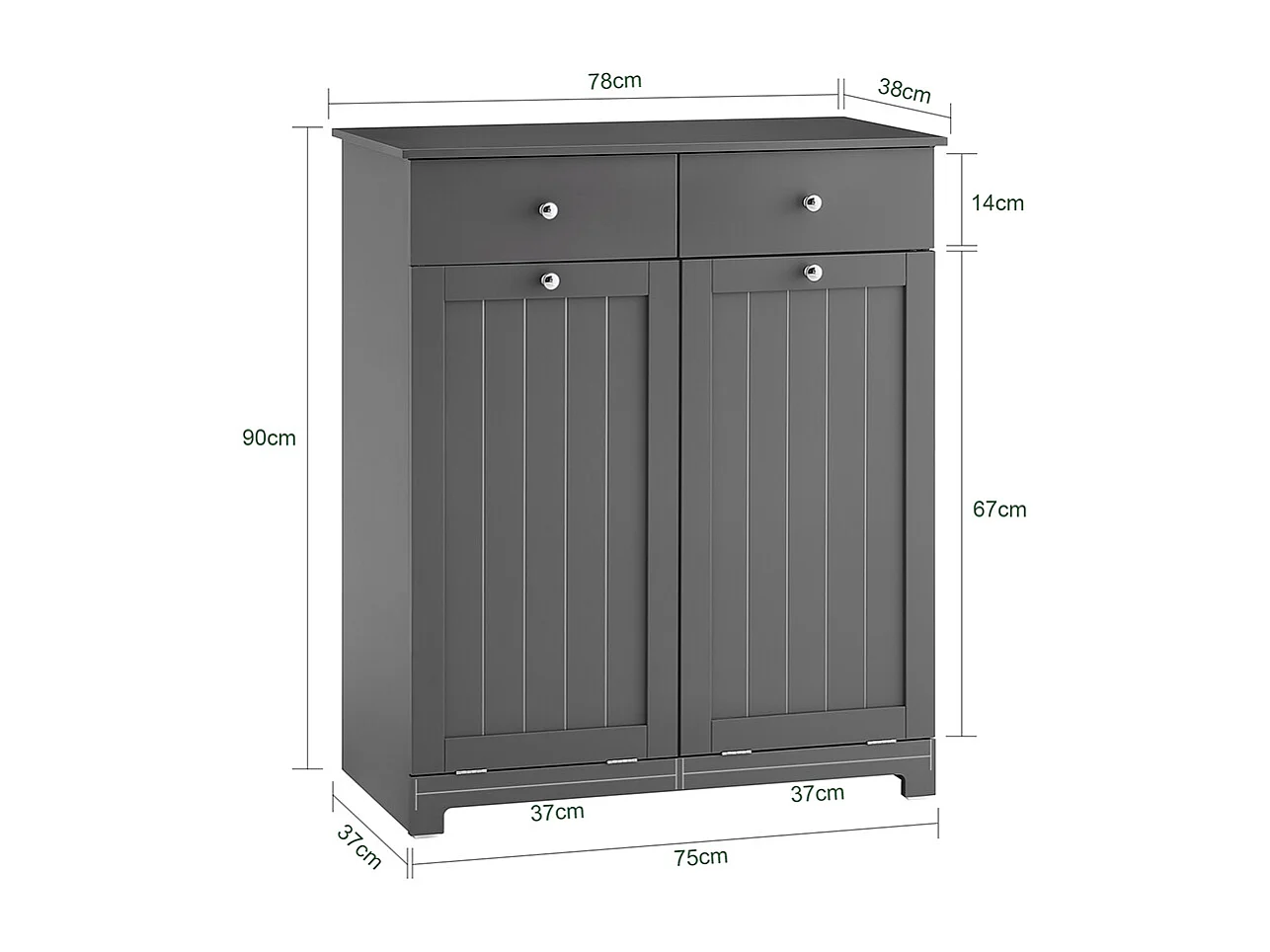 SoBuy Armoire à Linge avec Étagères et Portes, Grise