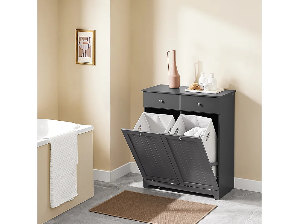 SoBuy Armoire à Linge avec Étagères et Portes, Grise