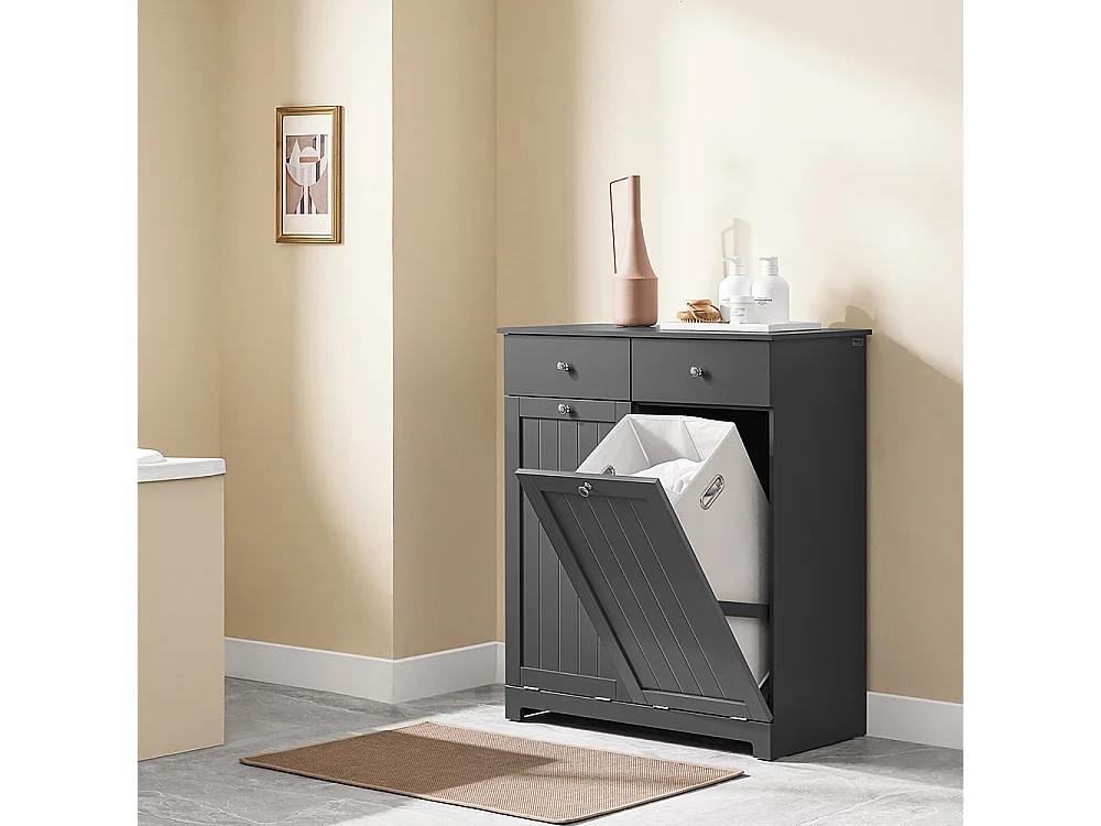 SoBuy Armoire à Linge avec Étagères et Portes, Grise